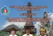 Segenap Pimpinan dan Anggota DPRD Kabupaten Klungkung Mengucapkan Selamat Hari Puputan Klungkung Ke-112 dan HUT Kota Semarapura ke-28 Tahun 2020